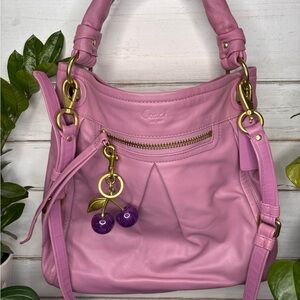 Coach Parker Lavender Leather Shoulder Bag with Gold Accents